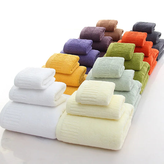 Cotton Thicken bath towel set hand towel face towel and bath towels for adults 10 colors  100% cotton